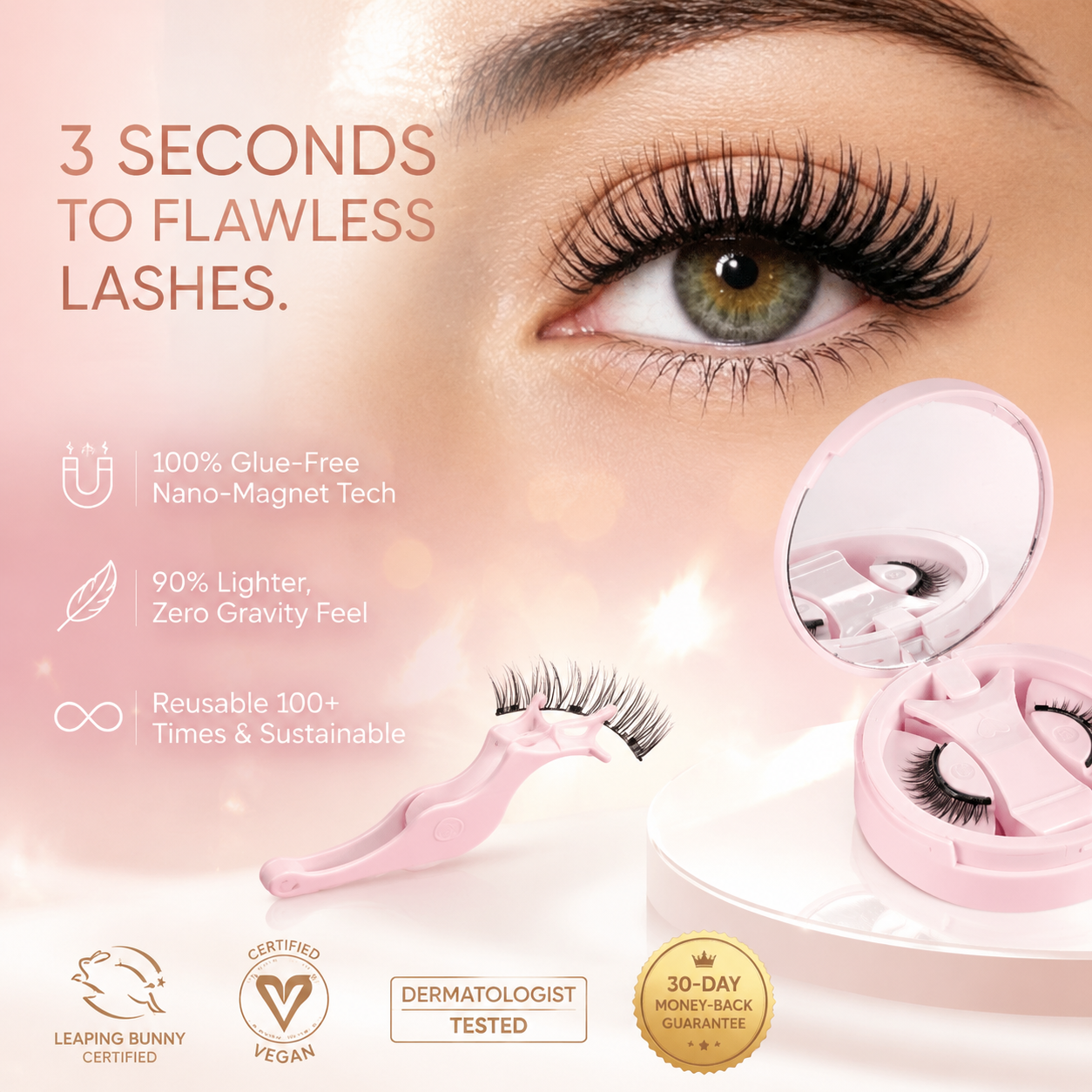 [No glue, no removal hassle; achieve perfect lashes in 3 seconds] Magnetic False Eyelashes