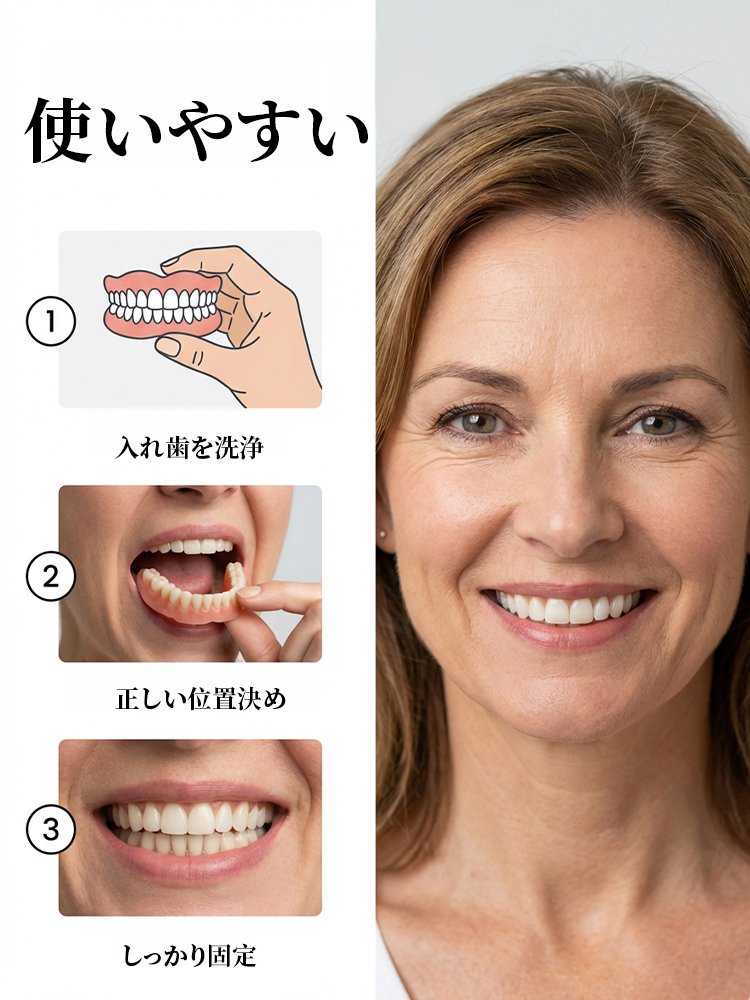 世界初の自動適用型・機能性デンチャーです。ナチュラルフィット入れ歯セット
