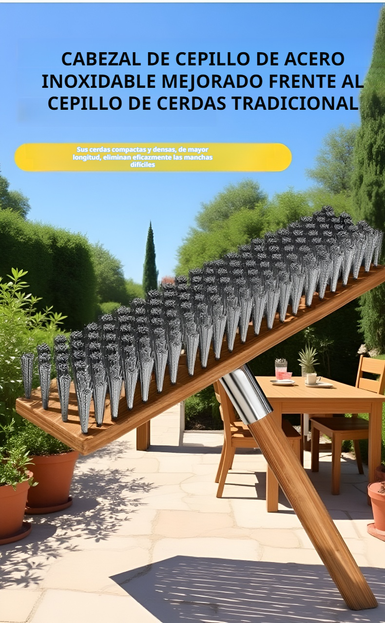 Cepillo de piso con mango ergonómico y cabezal de acero inoxidable