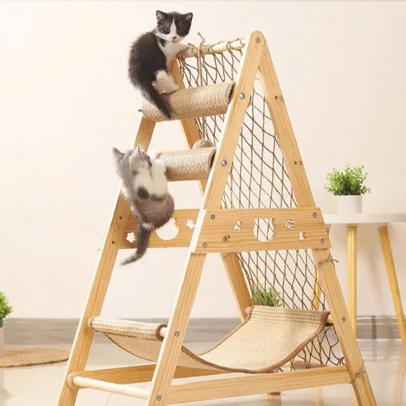 多功能實木耐磨不掉屑一體猫爬架