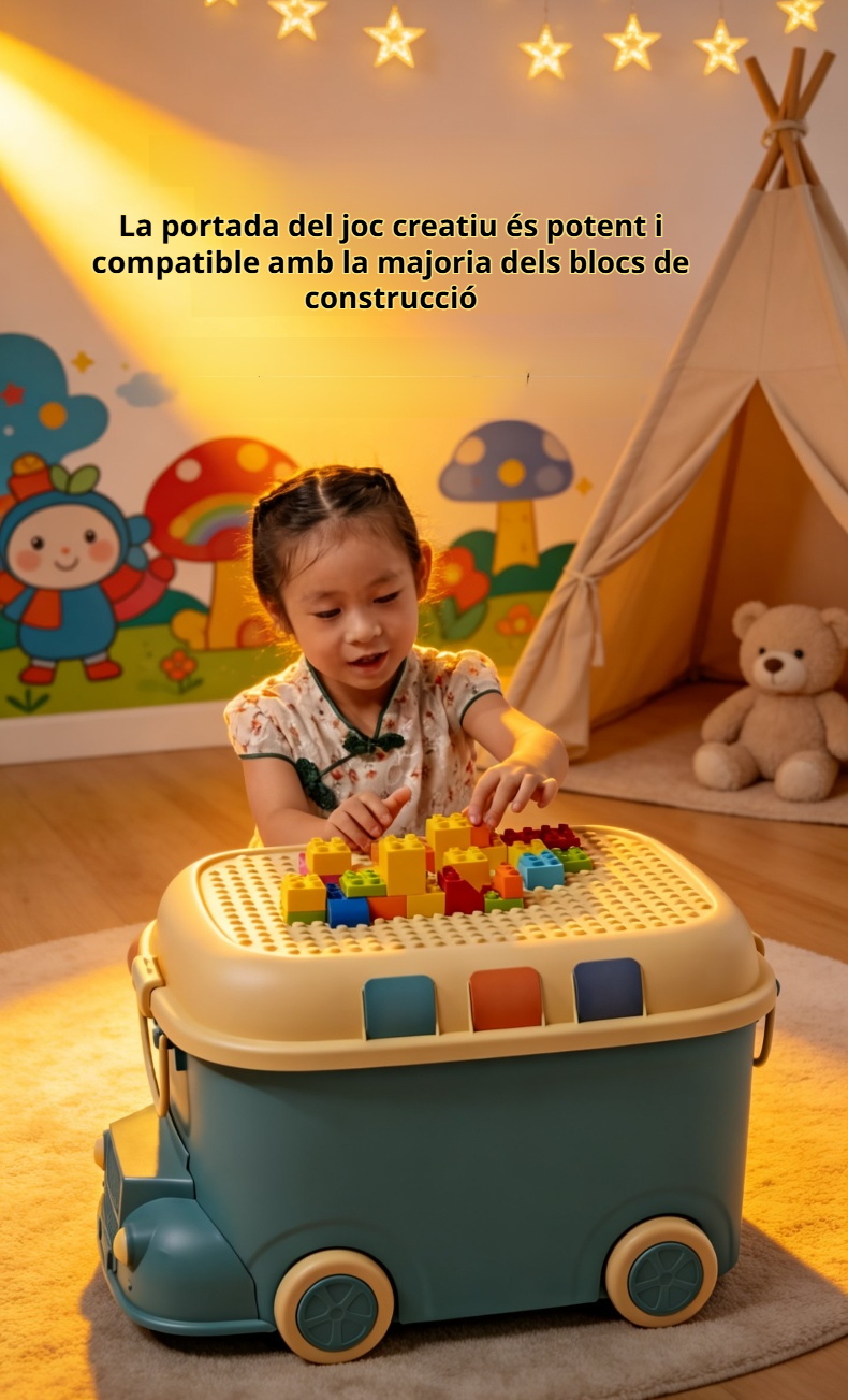 Caixa d'emmagatzematge de joguines infantil amb forma de locomotora