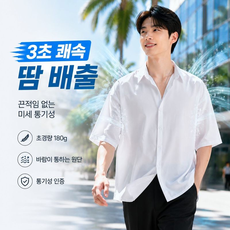 남성 캐주얼 루즈핏 반팔 셔츠 링클프리 남방