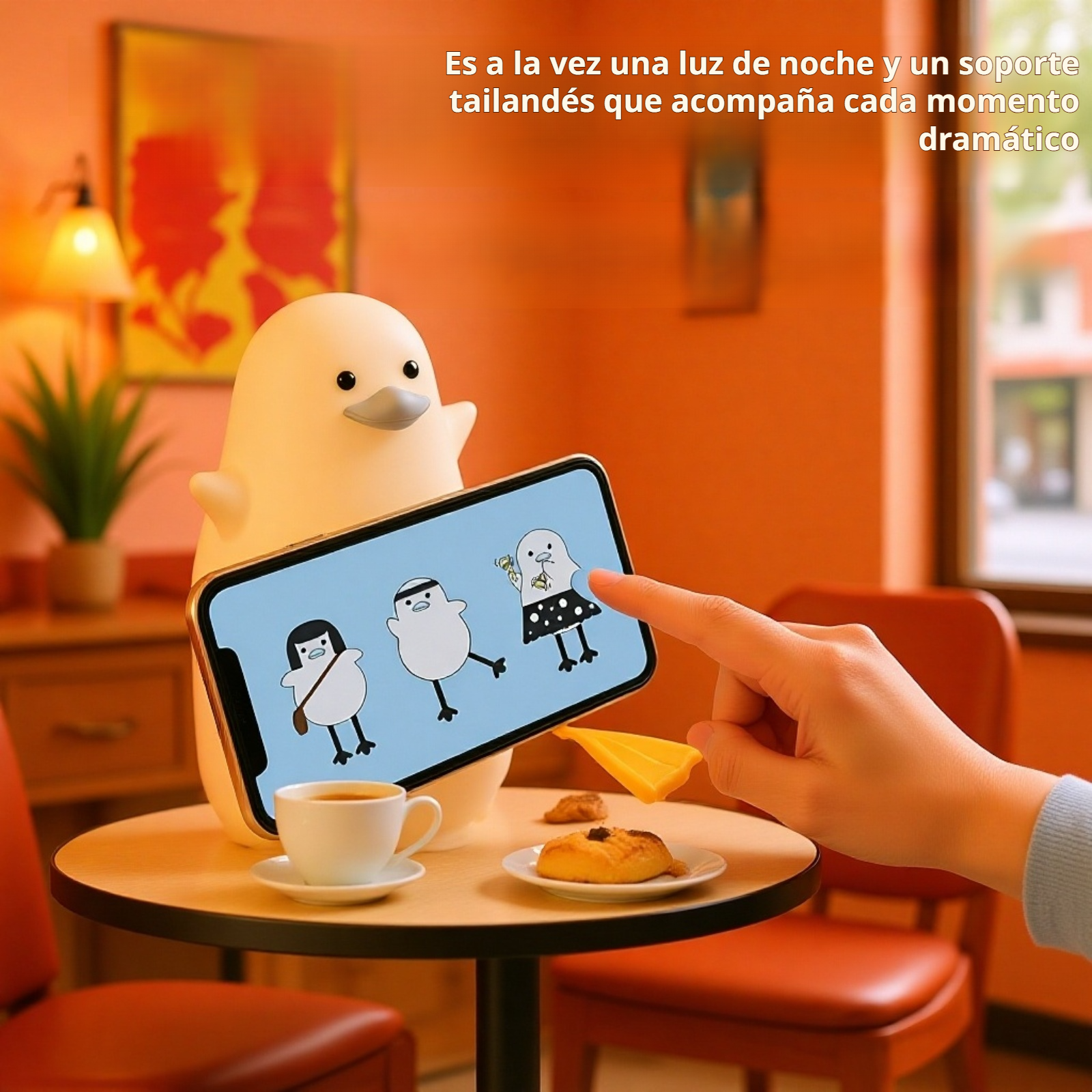 Lámpara de mesa pato creando ambiente acogedor