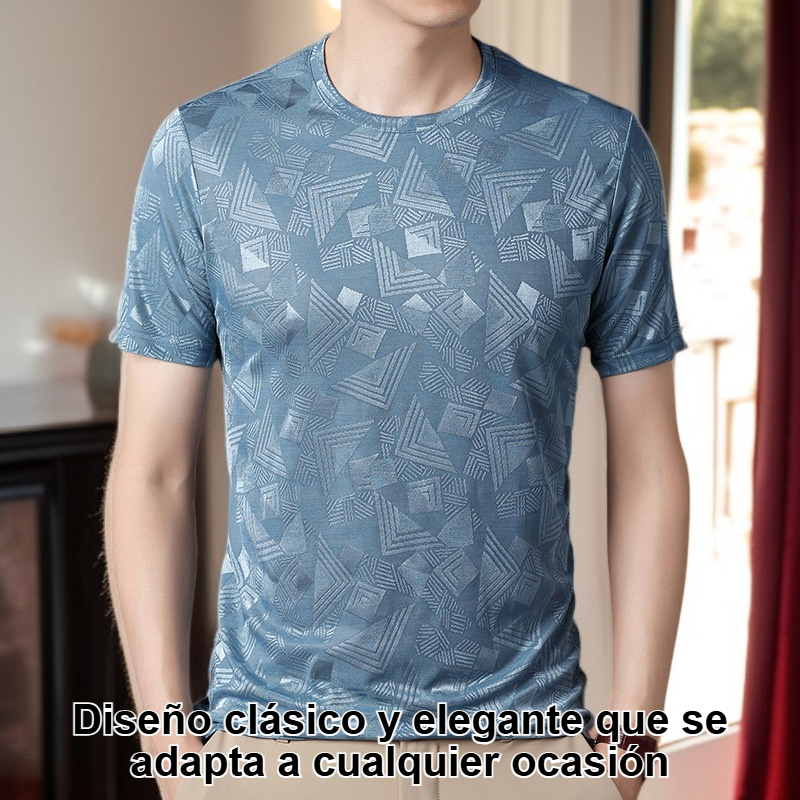 Camiseta de manga corta para hombre confeccionada en seda morera.