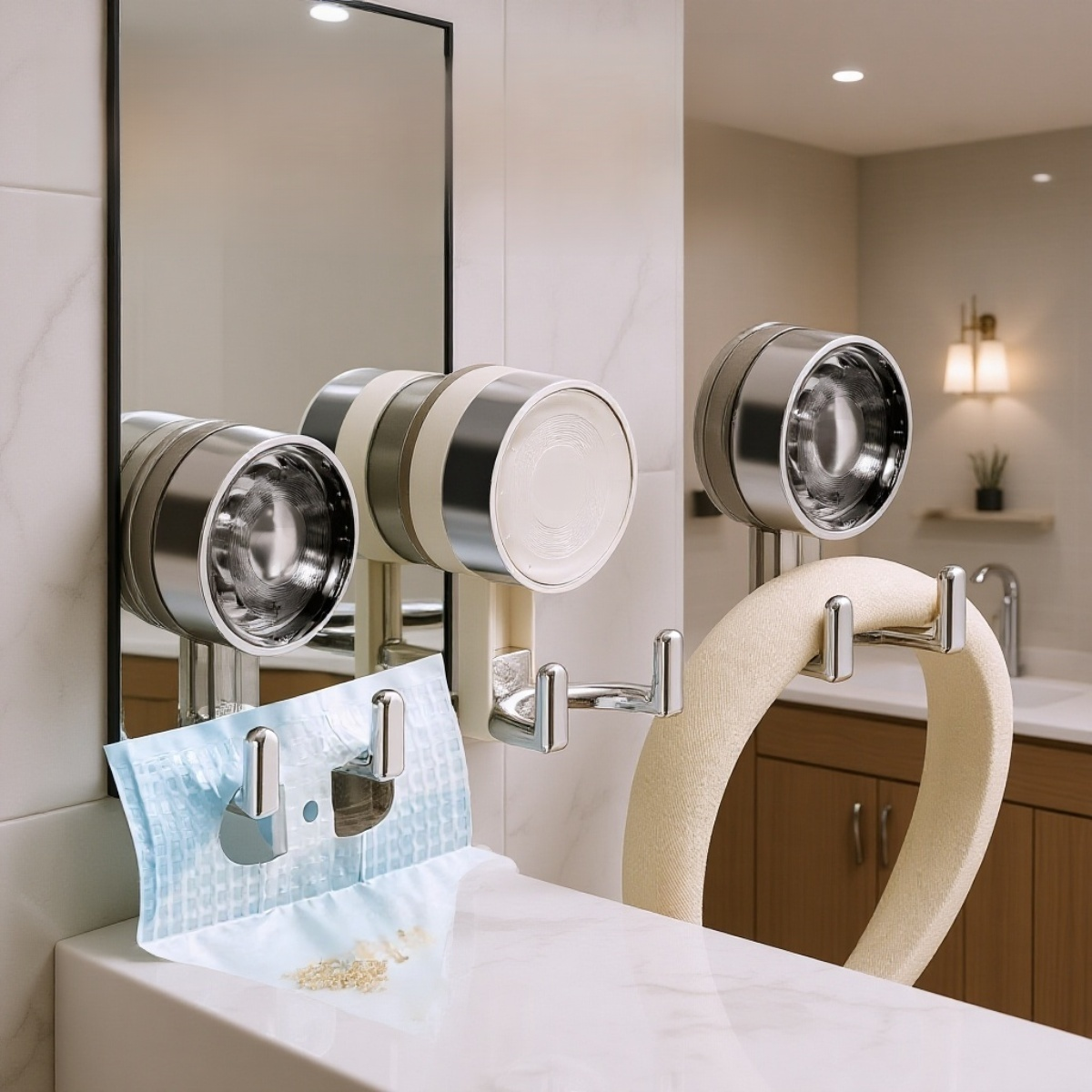 パンチフリー設計の両頭真空吸盤フック詳細