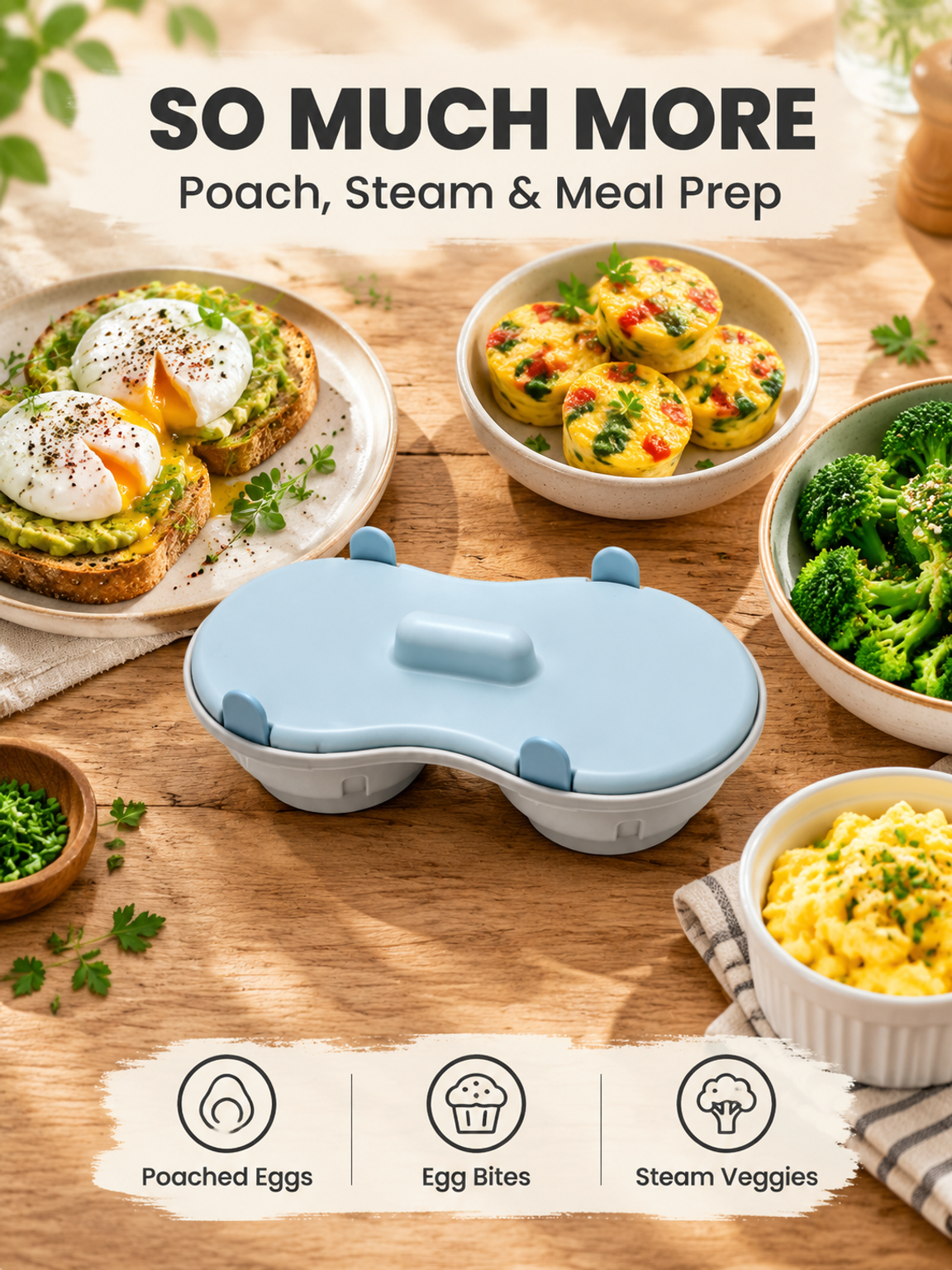 Fitness Egg White Microwave Cooker, Easy Steaming Low-Fat Kitchen Tool