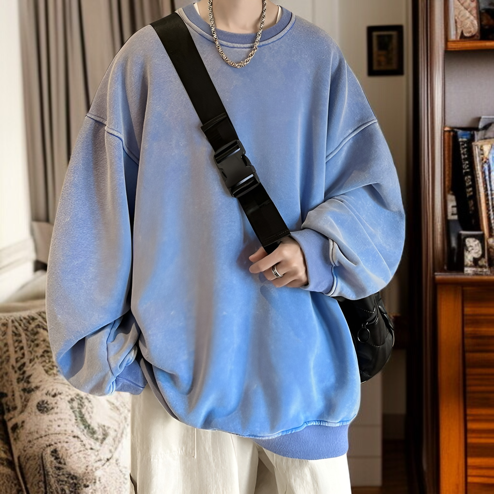 アメリカンレトロデザインのメンズスウェットシャツ