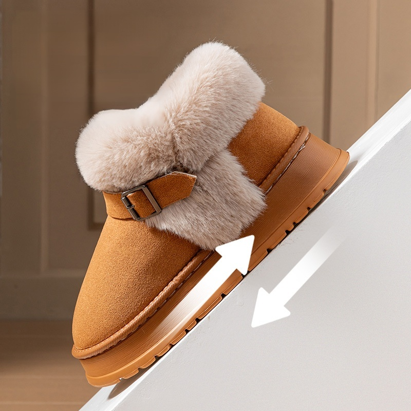 防滑雪地靴女加絨保暖厚底居家戶外