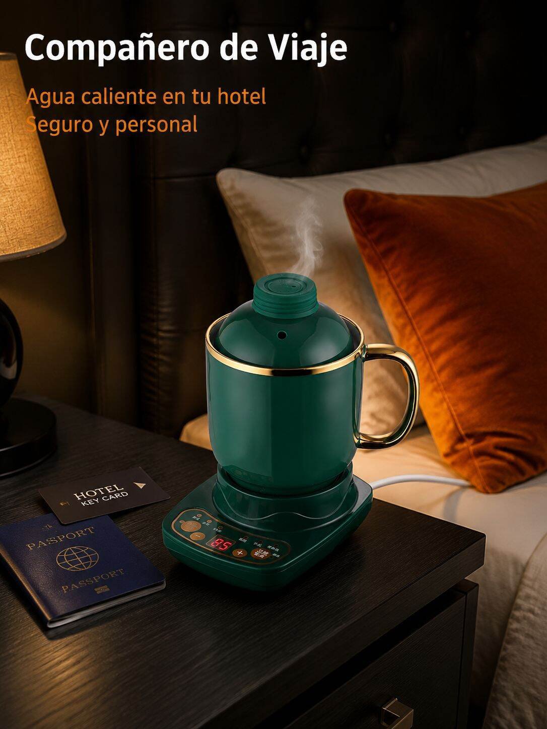 Taza eléctrica portátil ideal para viajes