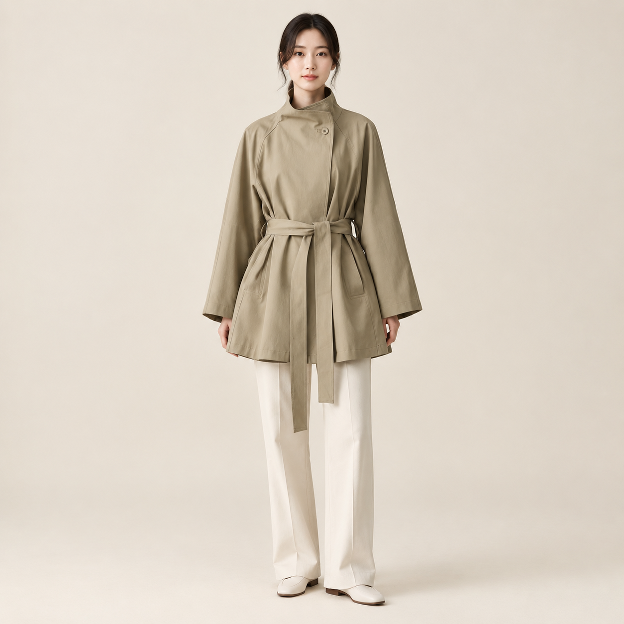봄가을 신상 영국풍 허리라인 중장 트렌치코트