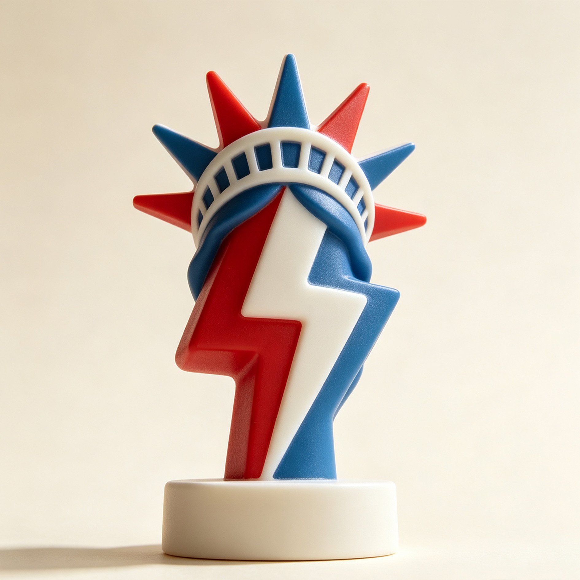 Close-up of lightning effect on Statue of Liberty figurine