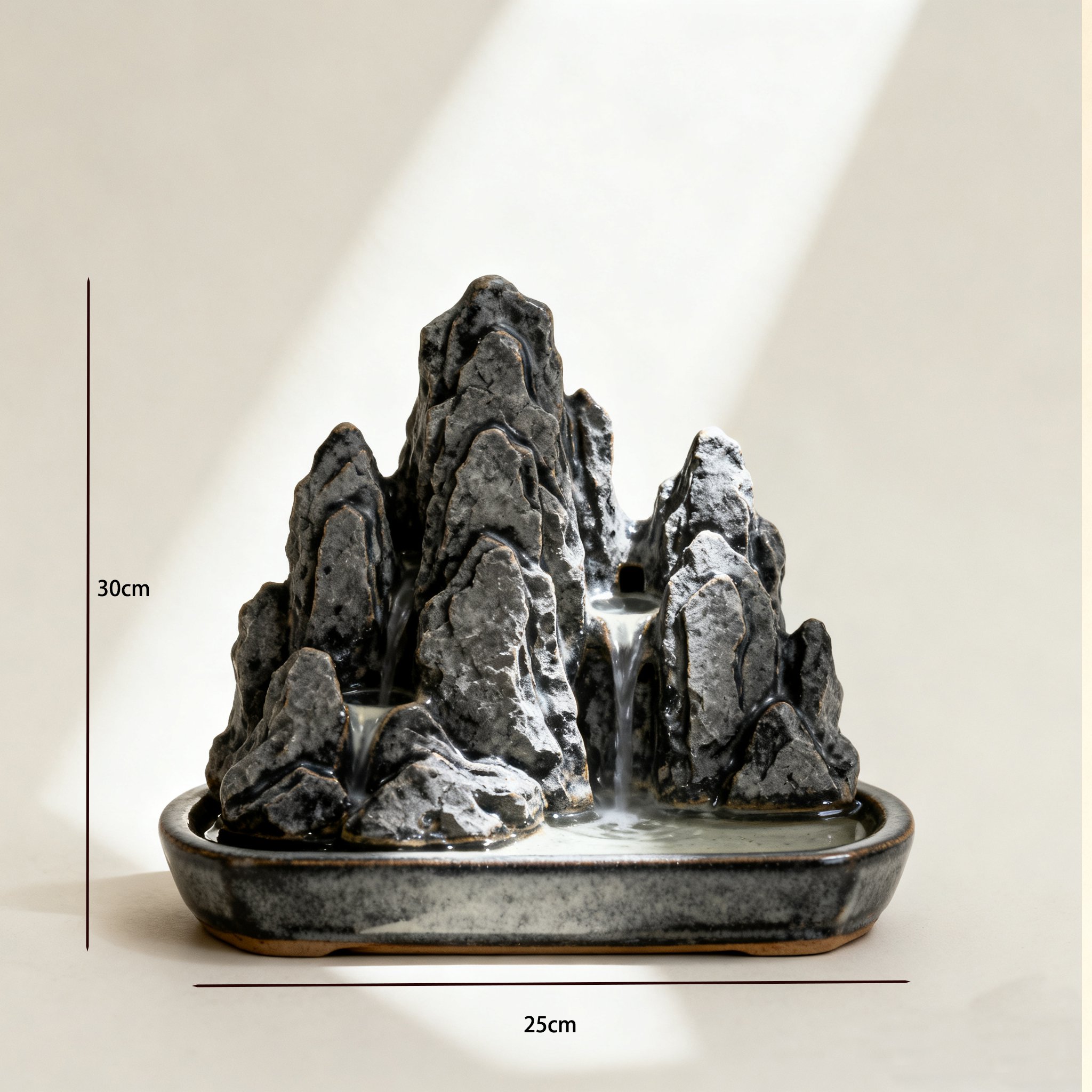 モダンなリビングルームの人工岩石装飾例