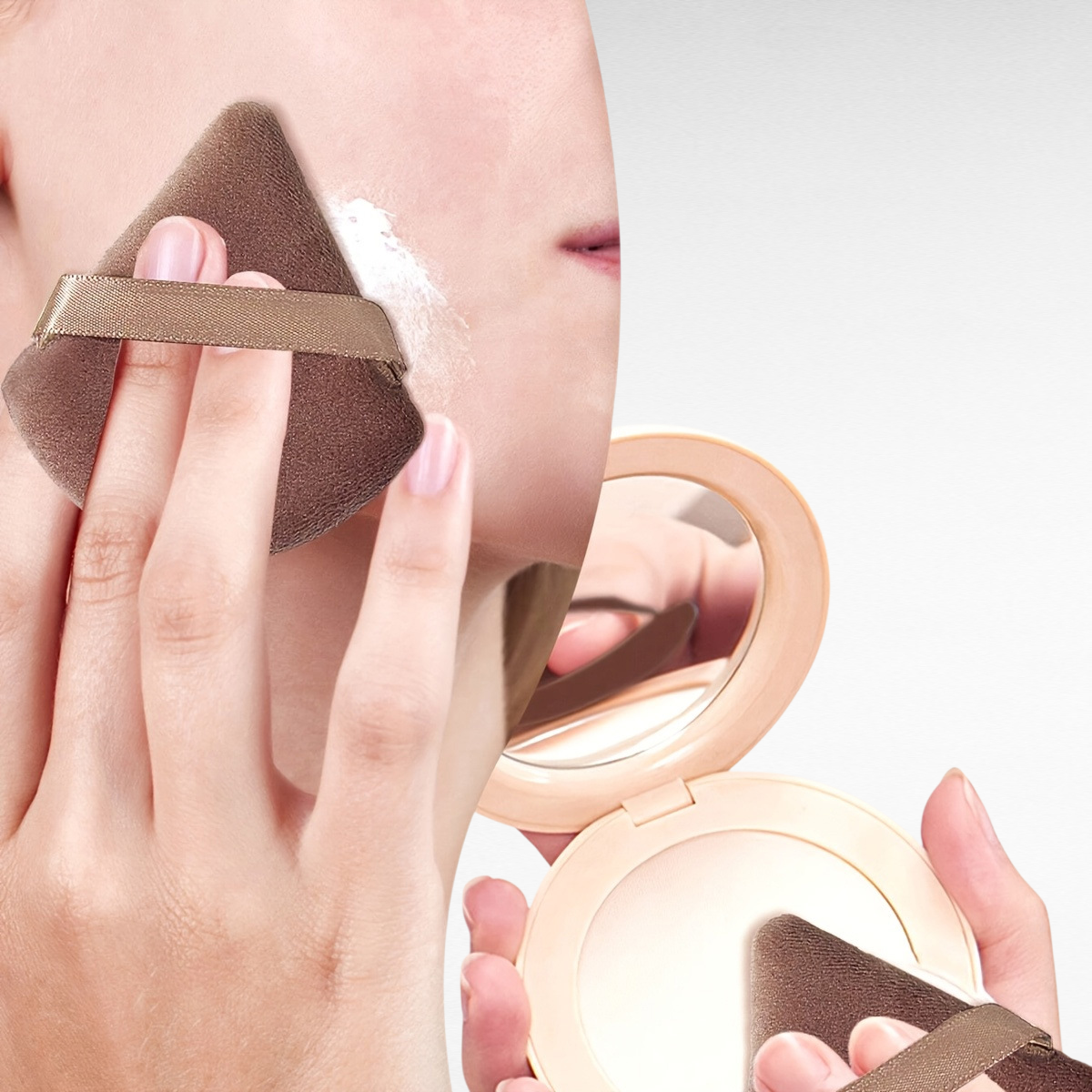 50PCS 손가락 쿠션 퍼프 세트, 풀세트 화장 퍼프, 메이크업 도구