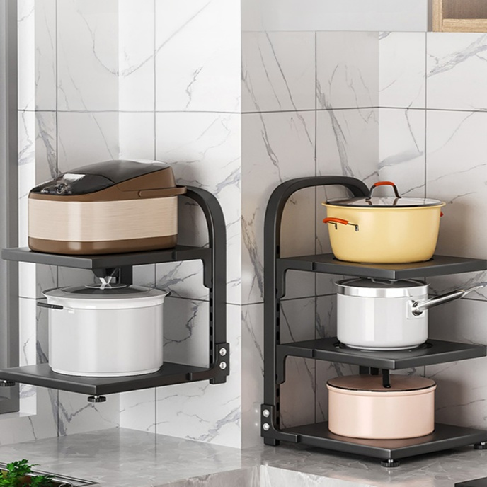ชั้นวางของอเนกประสงค์สำหรับหม้อ หลายชั้น สำหรับครัว ใต้ซิงค์น้ำ