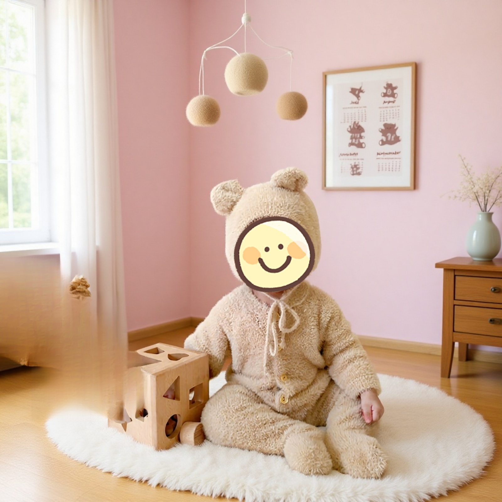 お出かけに可愛いクマ柄ロンパース