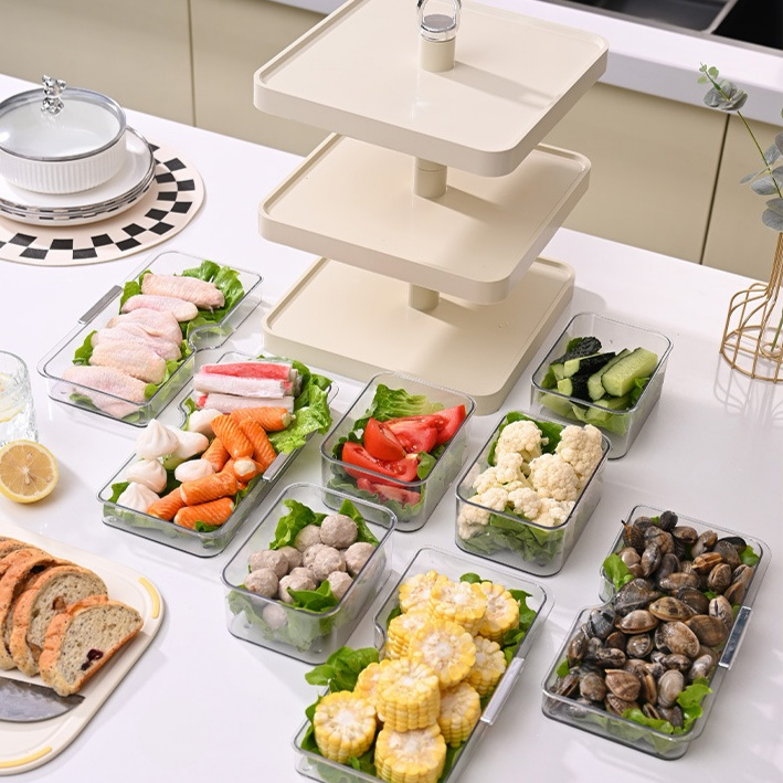 火鍋廚房分格置物架多層旋轉配菜盤廚房備菜盤