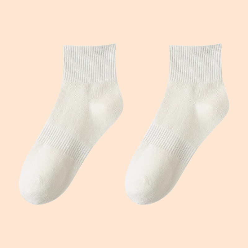 女性用純綿ソックス・無地・吸汗・通気性・カジュアル薄手ミドル丈