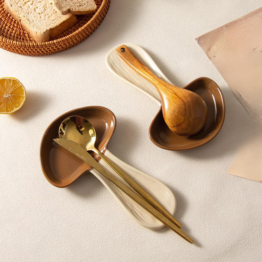 Modern Mushroom Spoon Rest – Personalized High-Temperature Kitchen Utensil Holder
