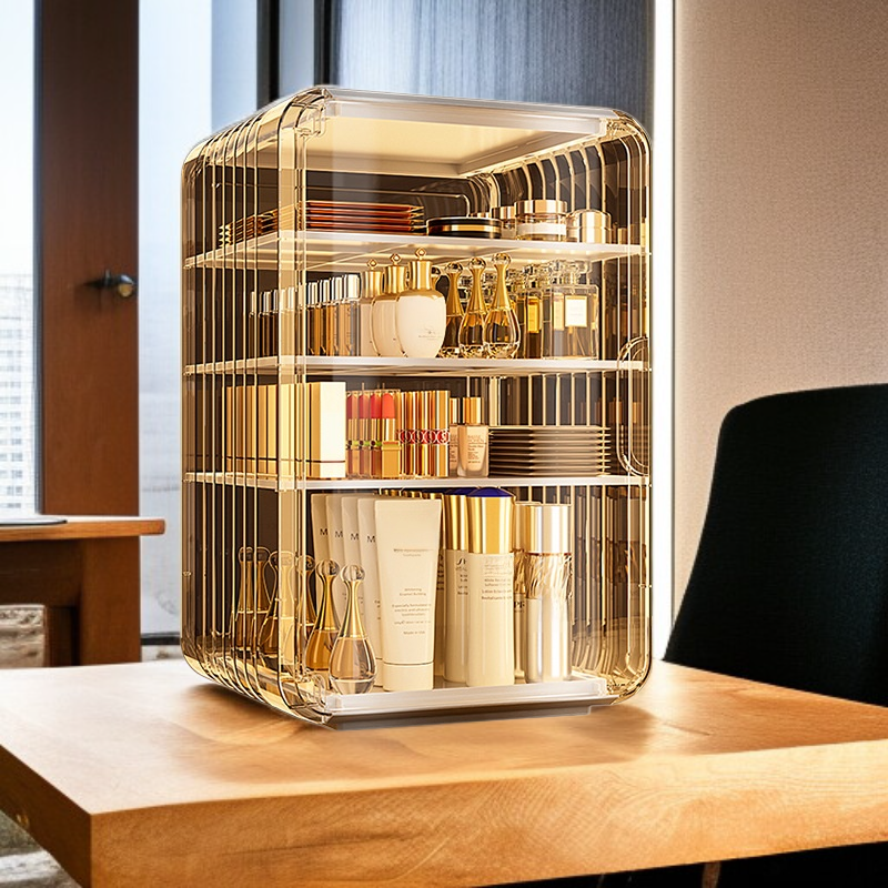 Desktop organizer with multiple compartments for beauty essentials