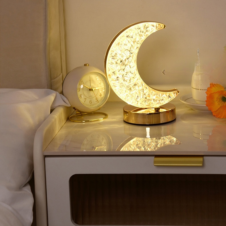 별빛 달 모양 크리스탈 테이블 램프
