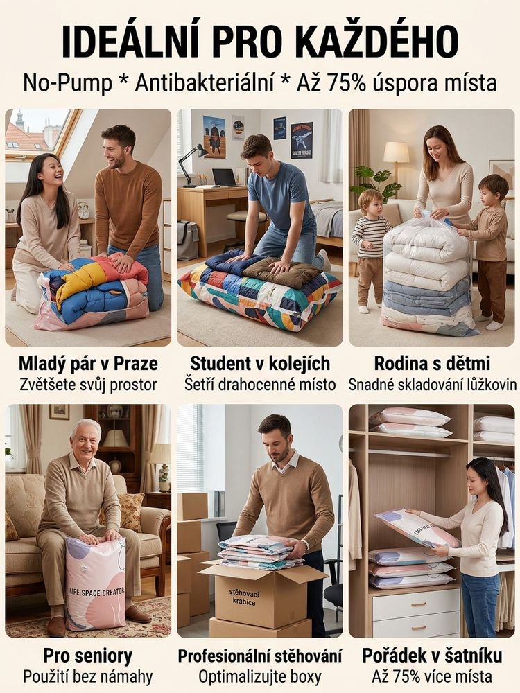 Lehký vakuový kompresní úložný vak není potřeba pumpa