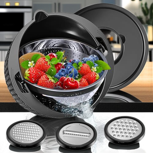 Drehbarer Doppelschicht-Gemüsewaschkorb aus Edelstahl für den Haushalt