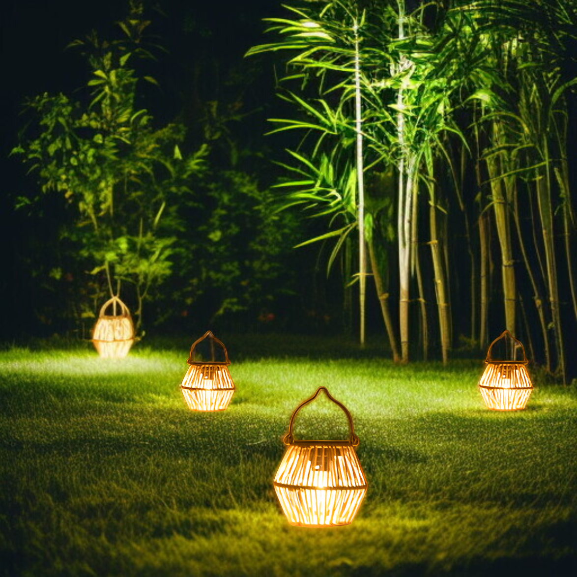 手提げ灯籠型ソーラーライトのディテール写真