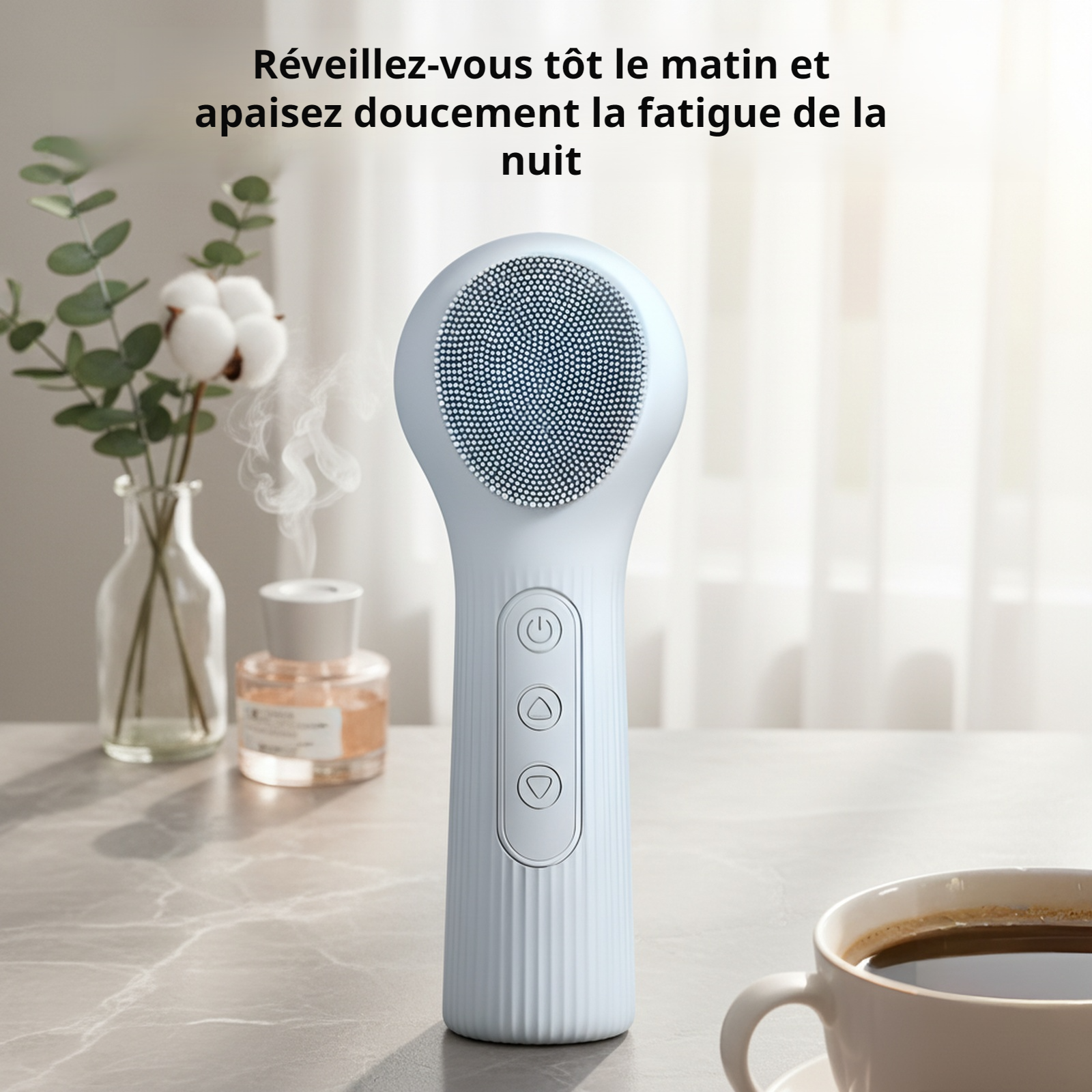 Nettoyeur facial en silicone électrique, vibration sonique chauffante, réglage de 9 températures