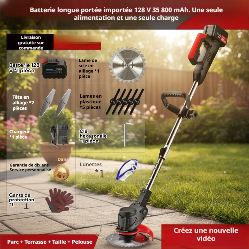 Tondeuse à gazon domestique compacte, portable et télescopique