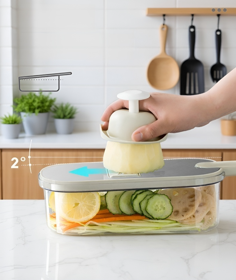 Close-up of potato shredder blades