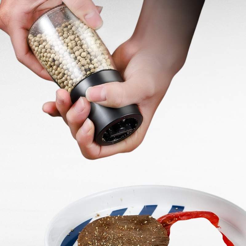 Handbetriebene Pfeffermühle für den Haushalt, Gewürzglas mit schwarzem Pfeffer