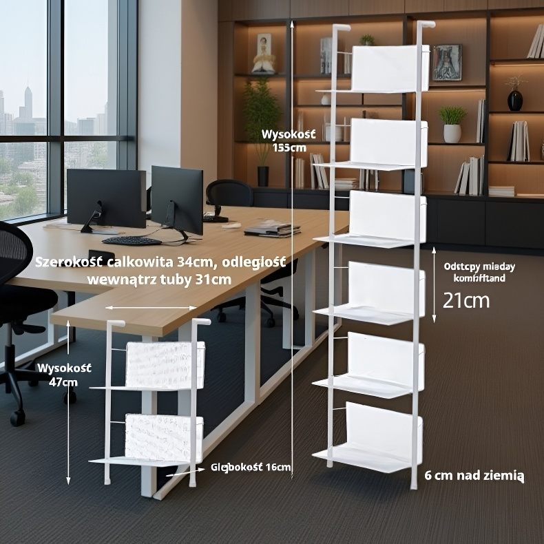 Regał ekspozycyjny do studia, stojak na czasopisma, podłogowy regał na książki