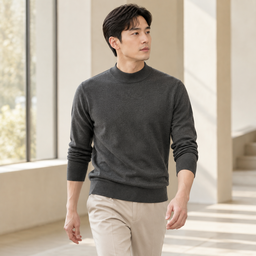 남성 봄·가을·겨울 신상 따뜻한 방모 반목 단색 니트 스웨터