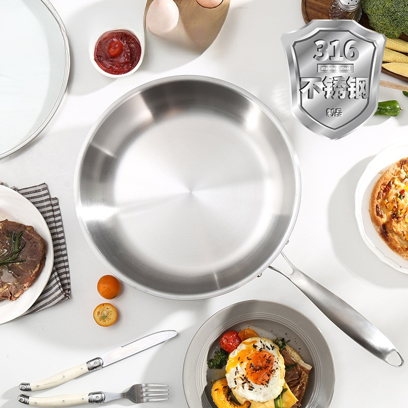  กระทะทอดสามชั้นสแตนเลสไร้สารเคลือบไม่ติดอาหาร