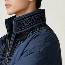 따뜻한 남성 겨울 패딩 착용샷