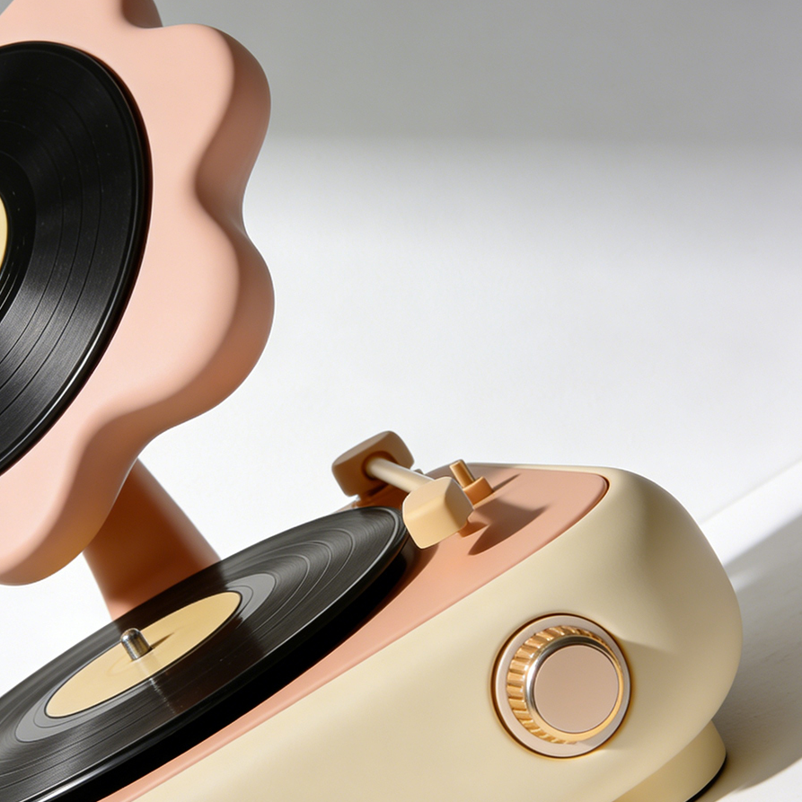 레트로 스타일의 턴테이블 디자인