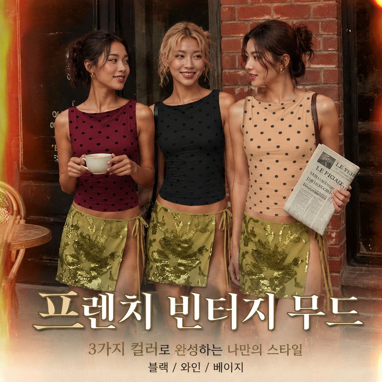 여름 신상 도트 프린트 민소매 탑 여성