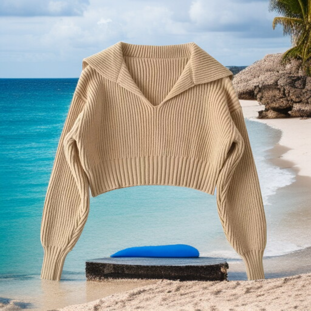 ラペルオールマッチセーター