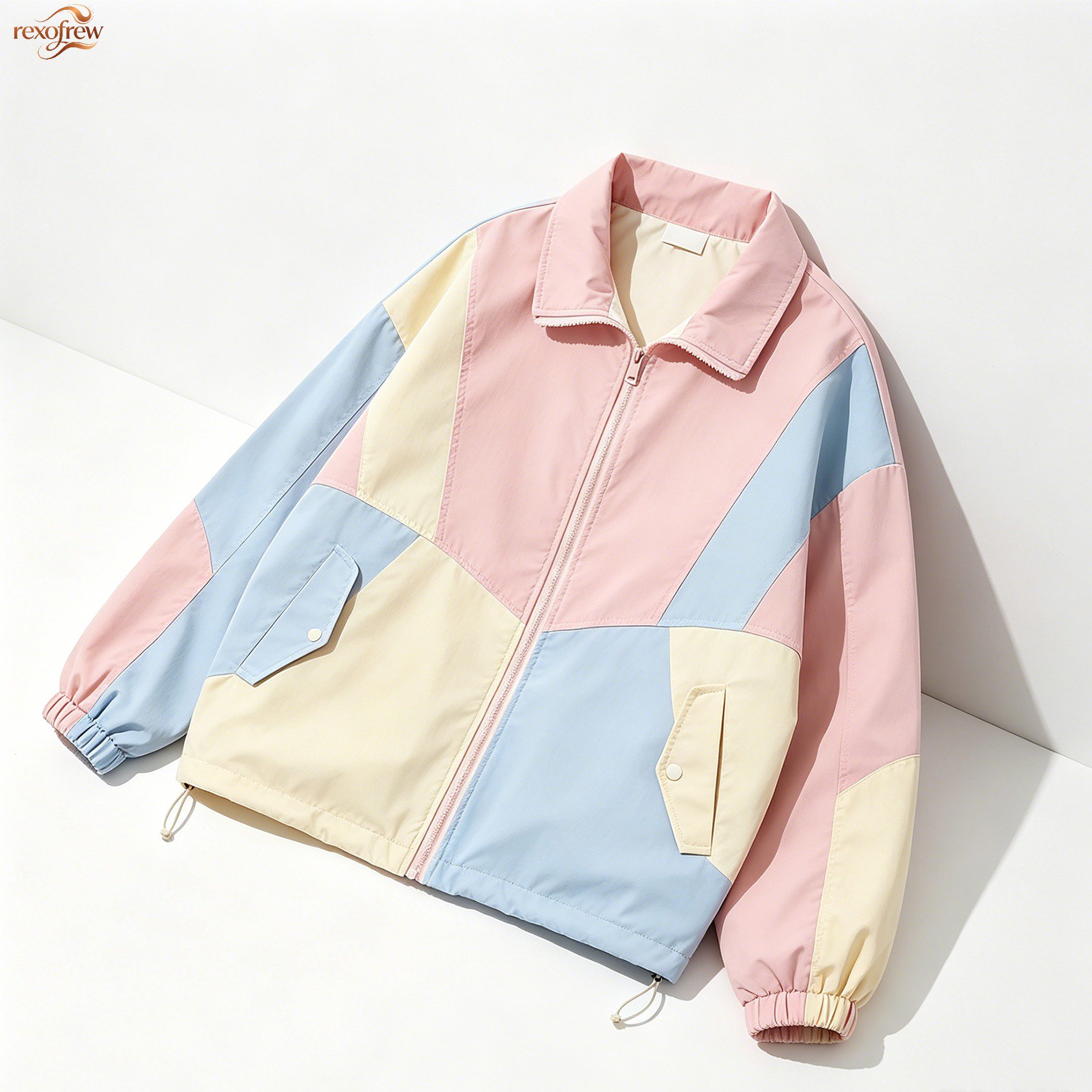 컬러 블록 라펠 코트