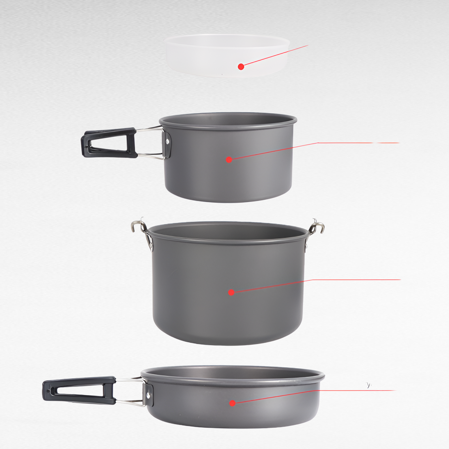 Picknick-Kochset für Familie, 5-6 Personen, Antihaft-Kessel und Topfset