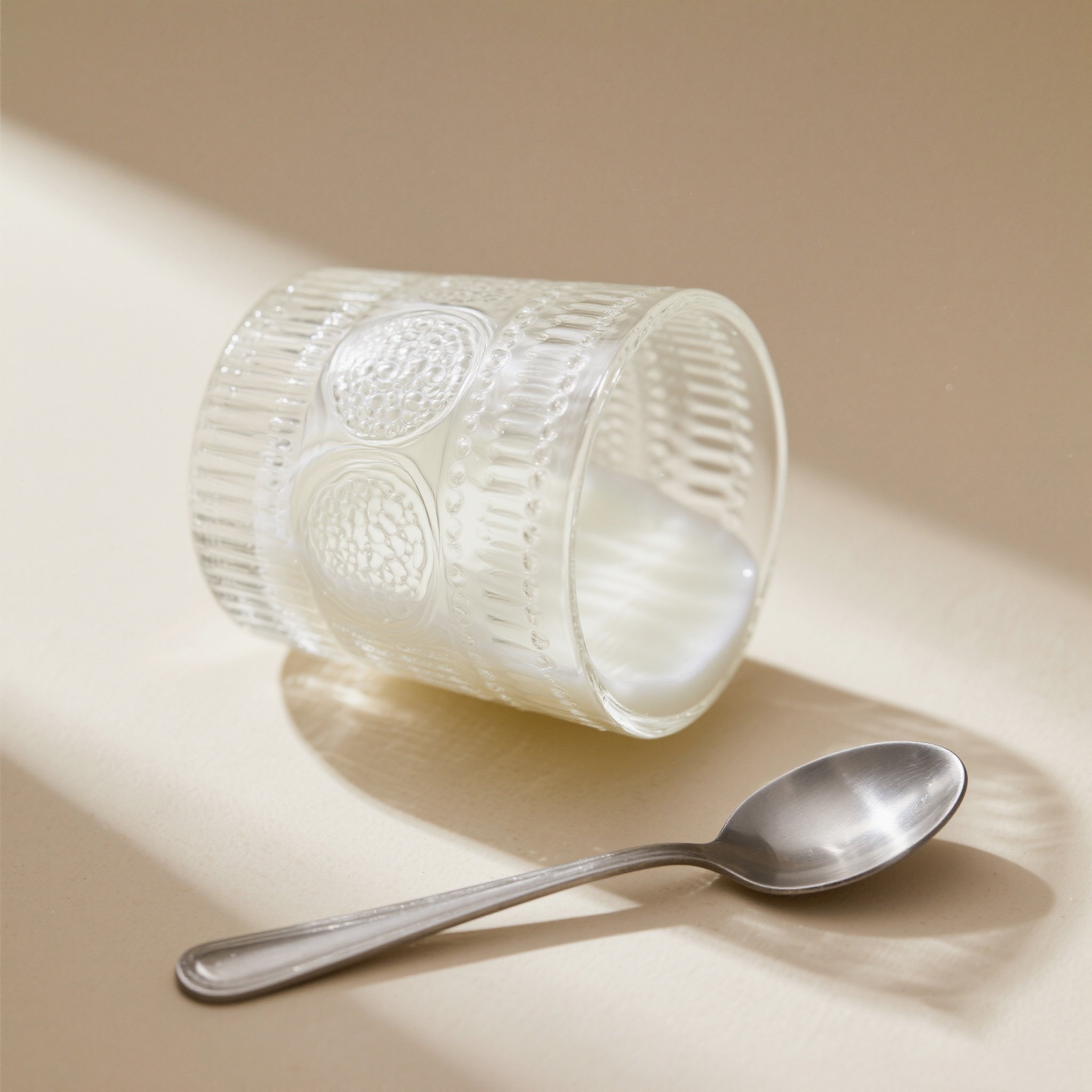  แก้วน้ำแก้วใสลายสวยงาม (แพ็คคู่ 2 ใบ)