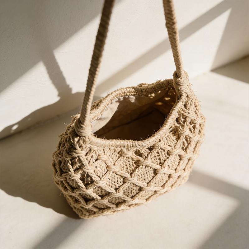 미백색 핸드메이드 숄더백