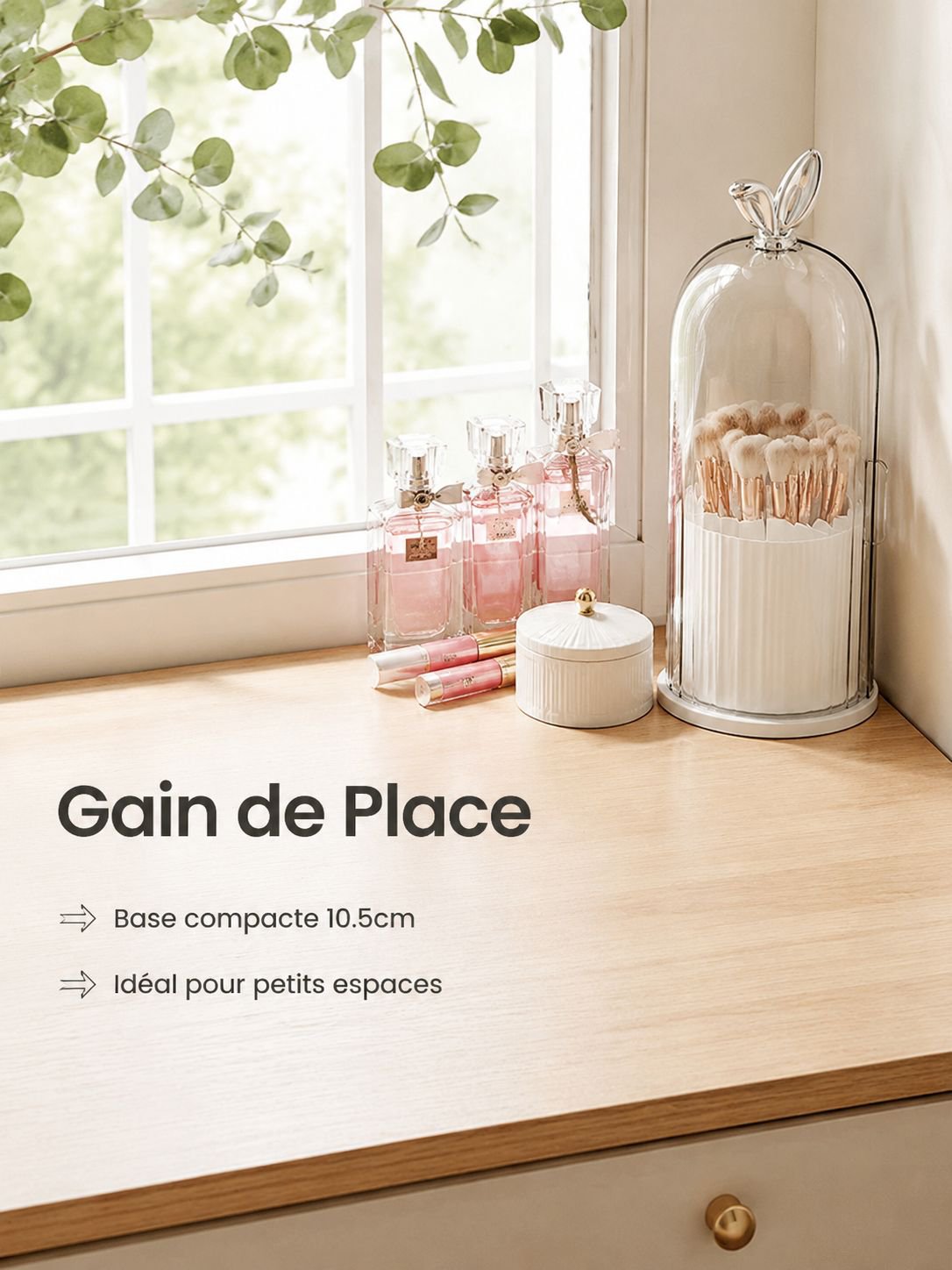 Rotating dustproof dressing table cosmetic storage box, makeup brush storage tube, desktop lipstick 