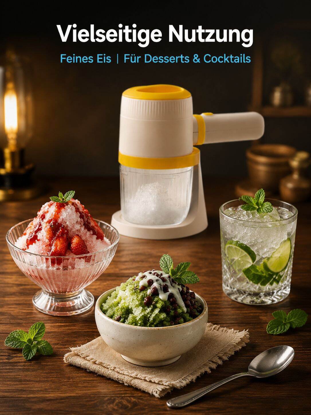 Eismaschine mit Zutaten für selbstgemachtes Eis
