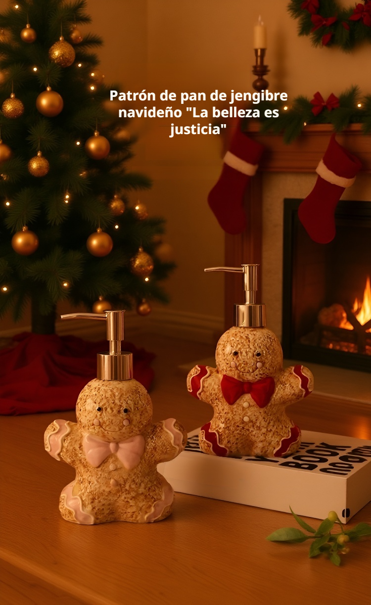 Botella decorativa para baño con casa de jengibre y oso