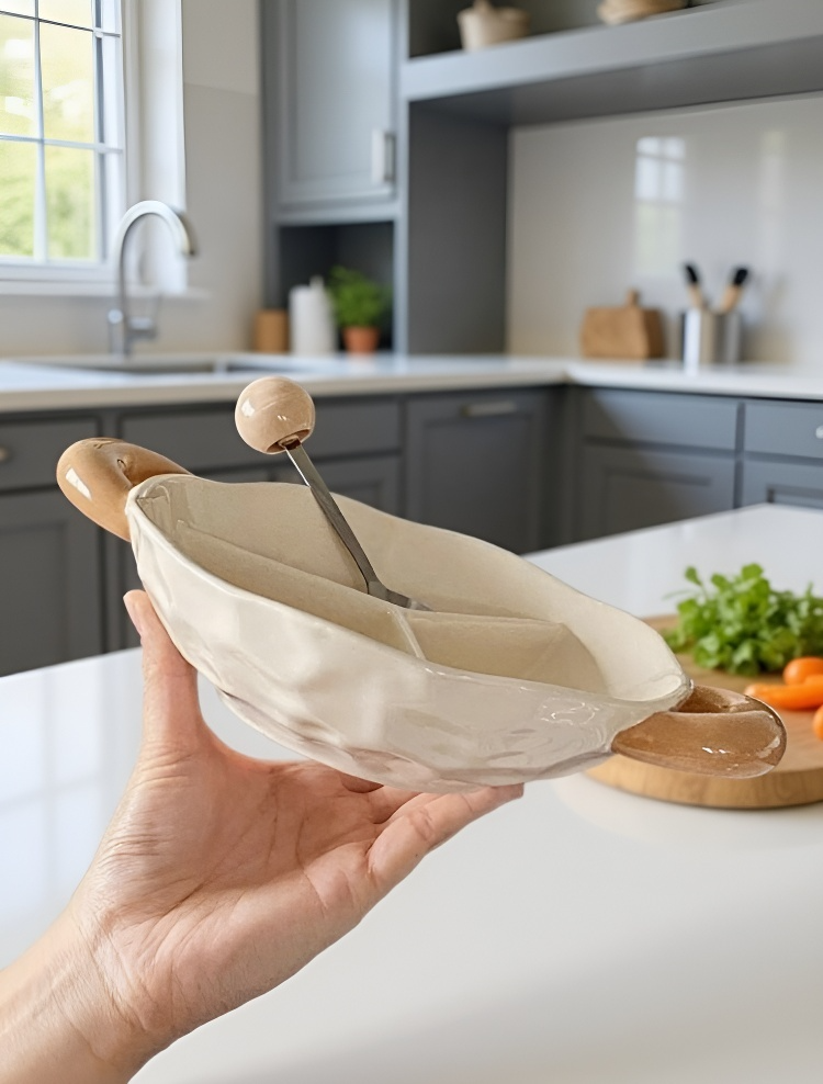 Microwave safe ceramic plate with compartments