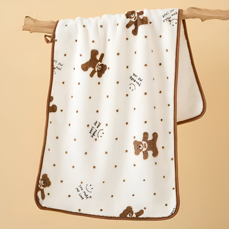 Bear Hanging Thickened Coral Fleece Bath Towel & Towel, Non-shedding, Odor-free