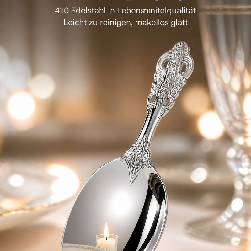 410 Palast Edelstahl Western Messer Gabel Löffel Vintage Relief Steakmesser Dessertlöffel Set