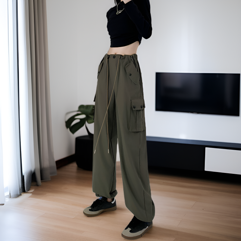 カジュアルスリムグレーグリーンレディースオーバーオールズスウェットパンツ