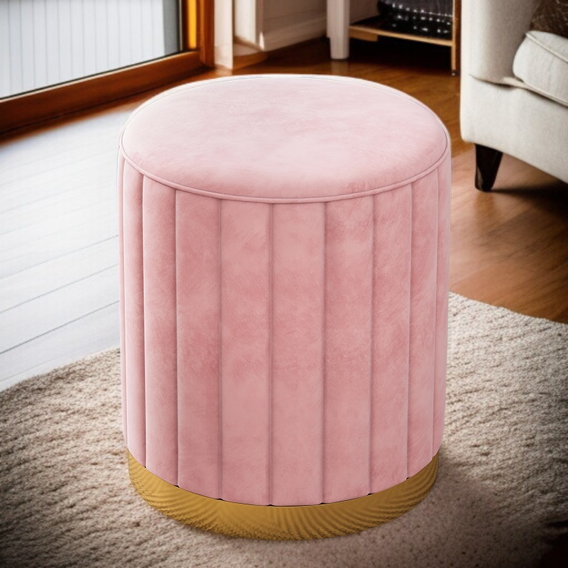Runder, luxuriöser Hocker für Schminktisch oder Sofa